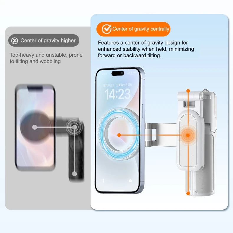 Perche selfie magnétique pliable Z3 avec support de téléphone et éclairage optionnel
