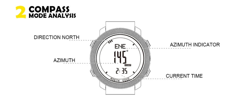 Montre numérique de sport NORTH EDGE avec altimètre et boussole