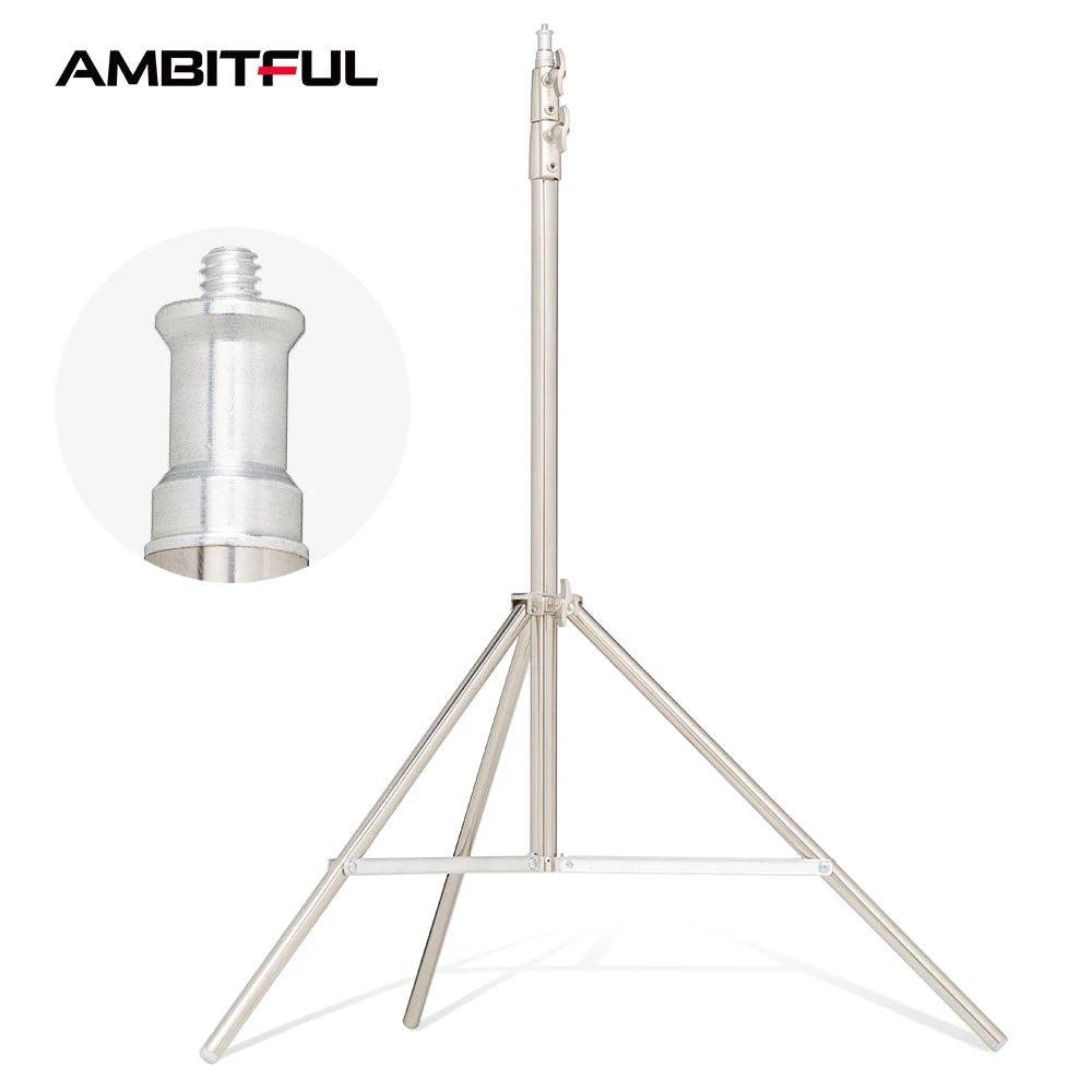 Pied d’éclairage AMBITFUL en acier inoxydable – réglable de 69 à 200 cm