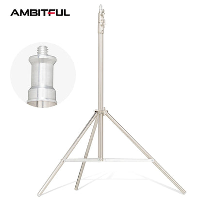 Pied d’éclairage AMBITFUL en acier inoxydable – réglable de 69 à 200 cm