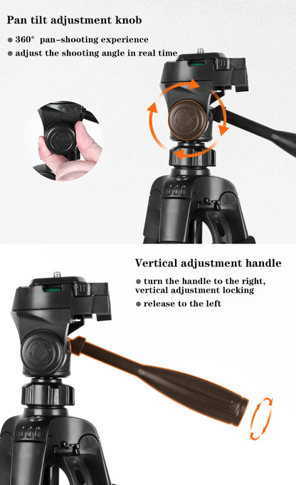 Trépied de voyage en aluminium de 1,4 m pour smartphone et appareil photo