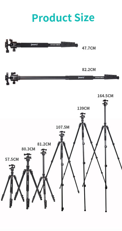 Trépied professionnel Jmary en aluminium pour appareil photo – KT235-NB30A