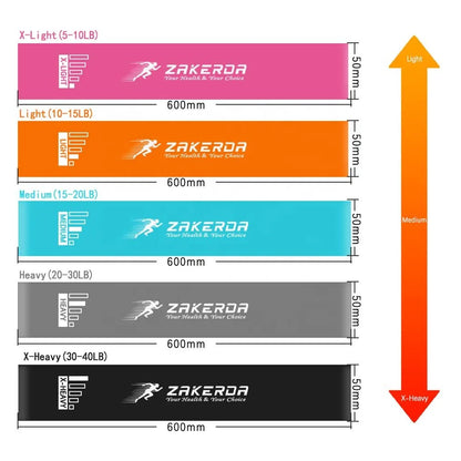 Bandes élastiques de résistance Zakerda – 5 niveaux pour fitness et yoga