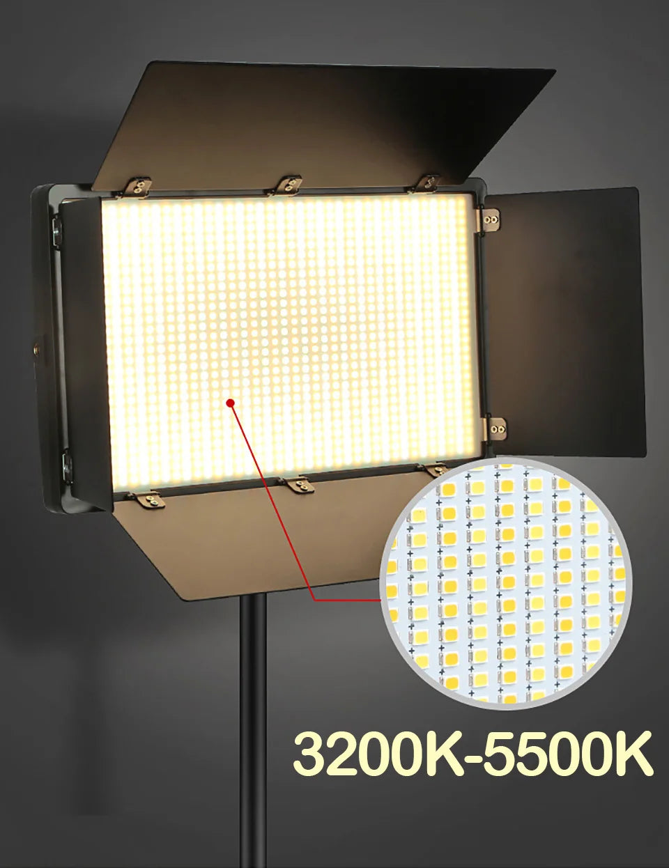 Lampe vidéo LED-600 réglable – 3 200 à 5 600 K