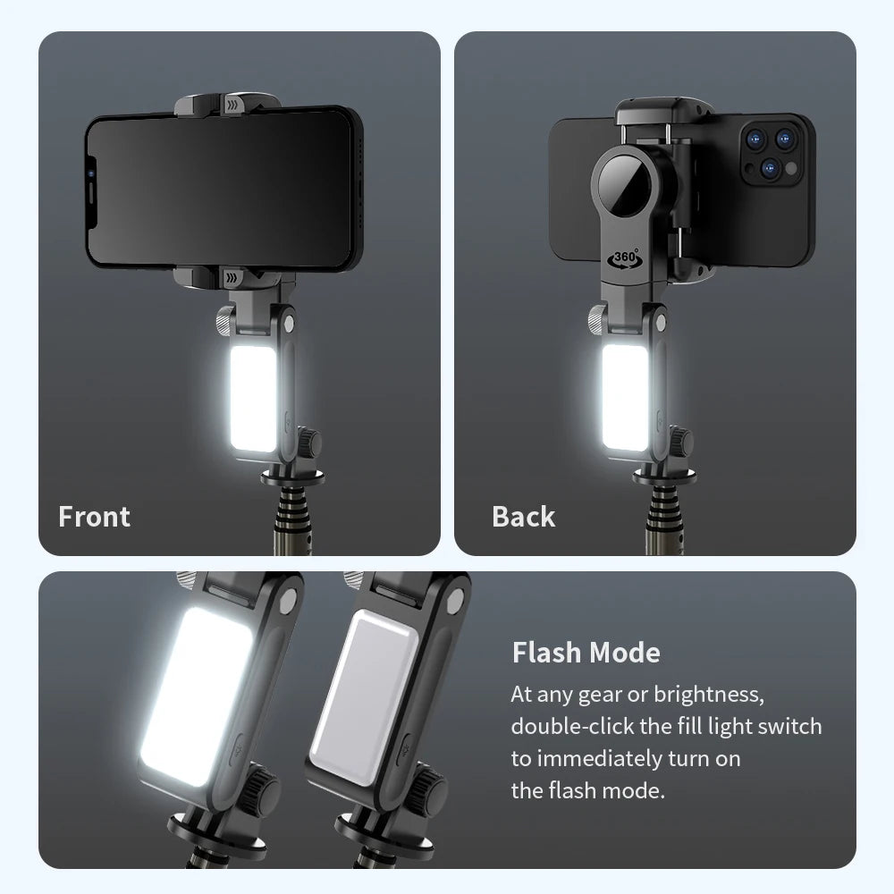Stabilisateur smartphone Q18 avec télécommande Bluetooth, éclairage LED et suivi du visage