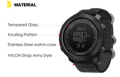 Montre numérique de sport NORTH EDGE avec altimètre et boussole