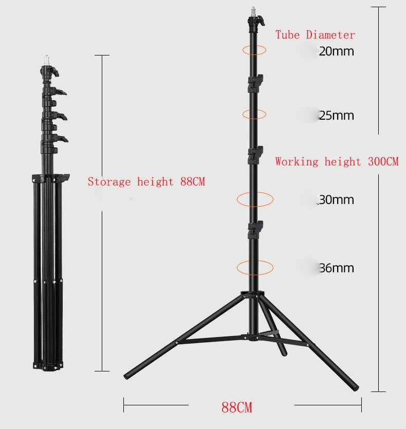 Pied d’éclairage amorti de 3 m pour studio photo et vidéo