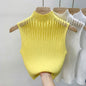 Haut en maille sans manches pour femme avec col élégant