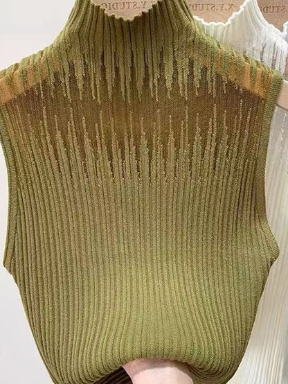 Haut en maille sans manches pour femme avec col élégant