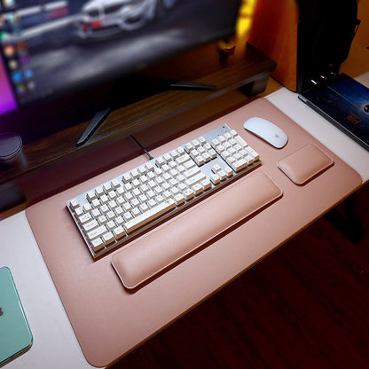 Grand tapis de souris en cuir avec repose-poignets pour clavier