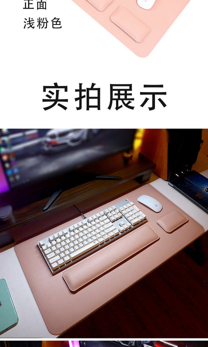 Grand tapis de souris en cuir avec repose-poignets pour clavier