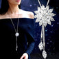 Long collier rétro avec pendentif rose