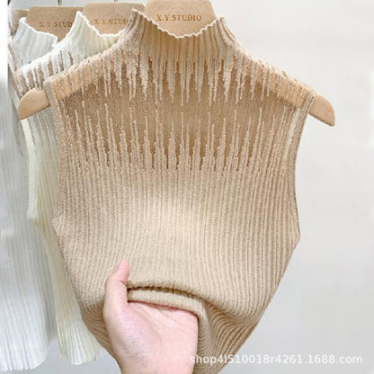 Haut en maille sans manches pour femme avec col élégant