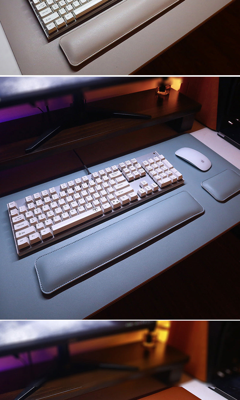 Grand tapis de souris en cuir avec repose-poignets pour clavier
