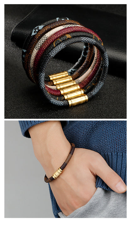 Bracelet mixte en corde avec fermoir magnétique