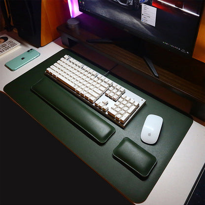 Grand tapis de souris en cuir avec repose-poignets pour clavier