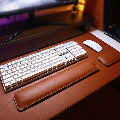 Grand tapis de souris en cuir avec repose-poignets pour clavier