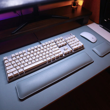 Grand tapis de souris en cuir avec repose-poignets pour clavier