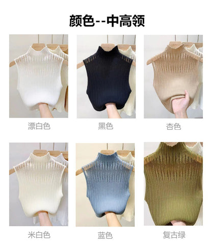 Haut en maille sans manches pour femme avec col élégant