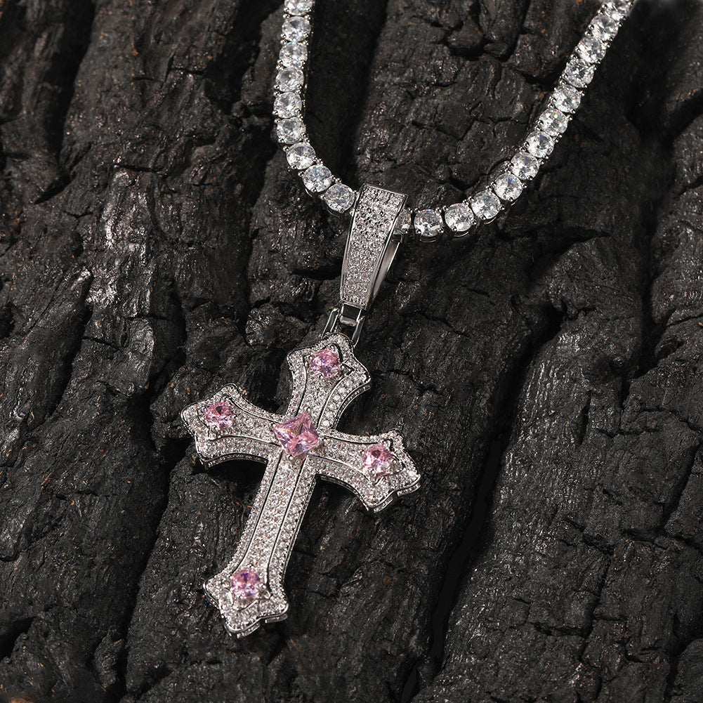 Collier rétro avec pendentif croix