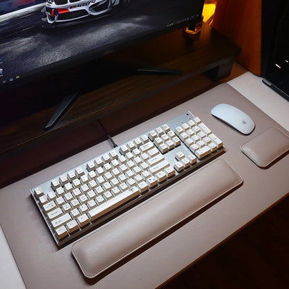 Grand tapis de souris en cuir avec repose-poignets pour clavier