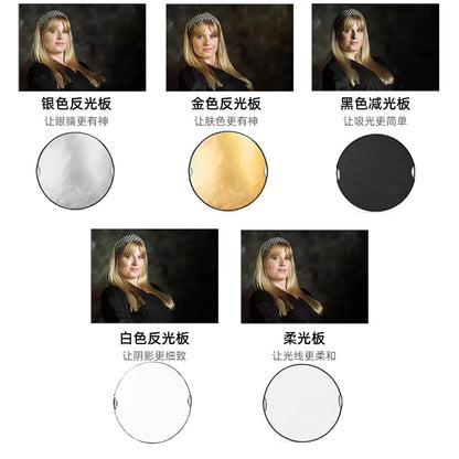 Réflecteur photo pliable 5-en-1 – formats de 30 à 110 cm