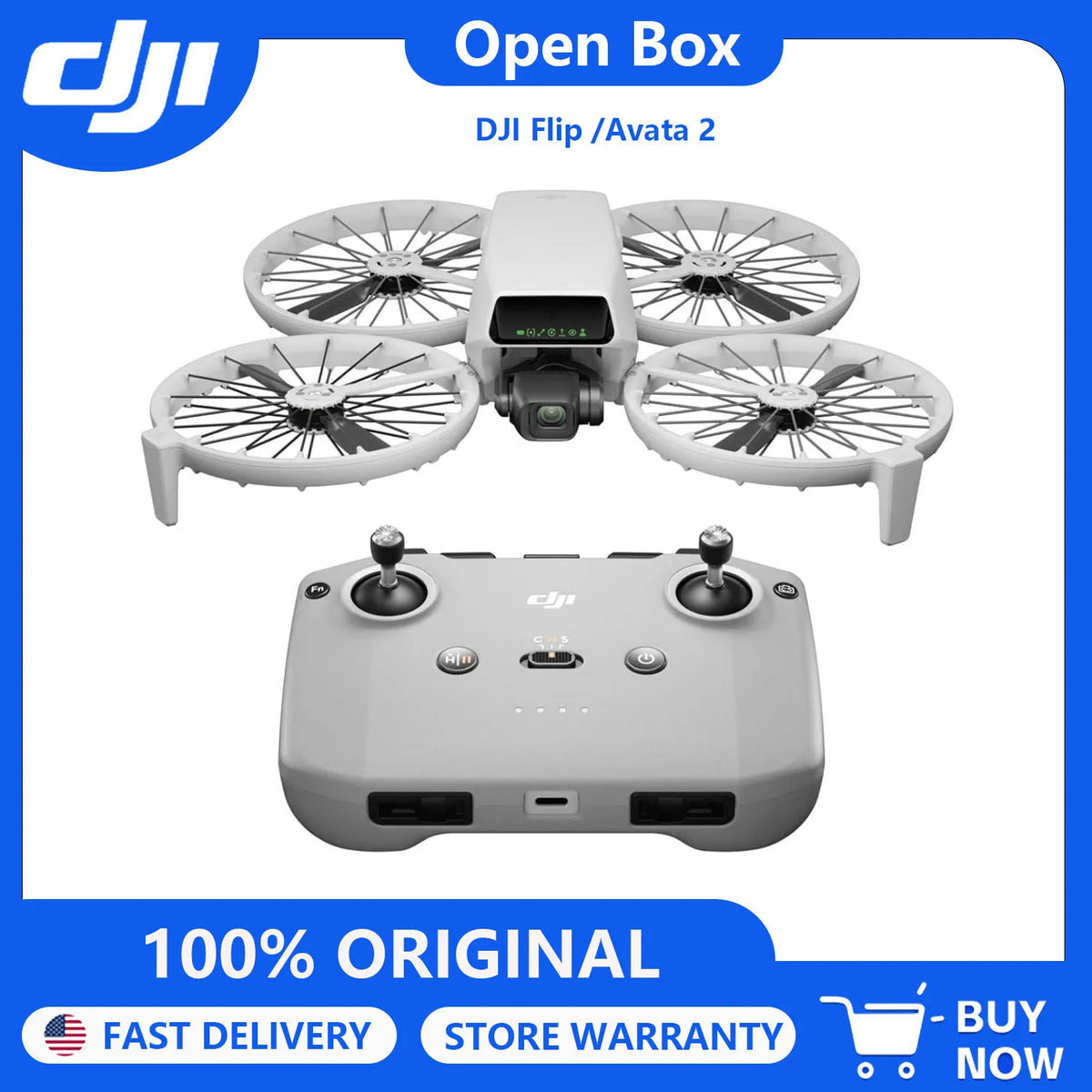 Drone DJI Flip – boîte ouverte, caméra 4K