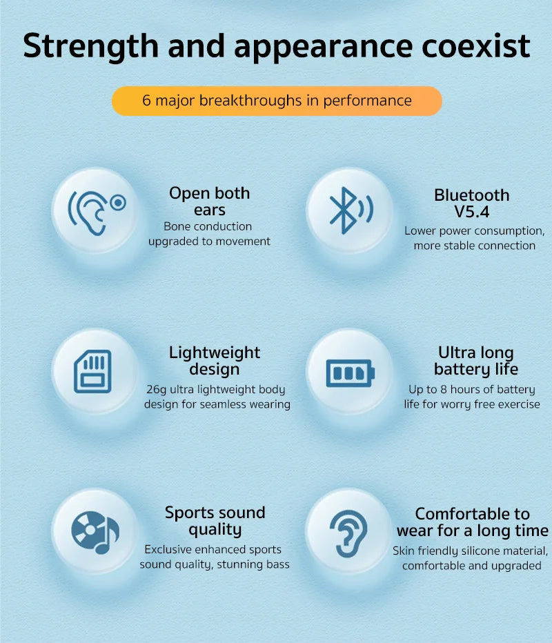 Écouteurs sportifs ERAZER XF22 à conduction osseuse, Bluetooth 5.4
