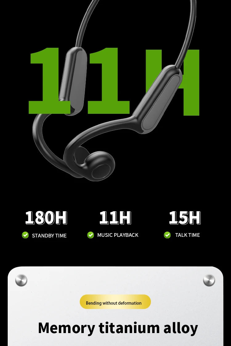 Écouteurs B8 à conduction osseuse, Bluetooth 5.3
