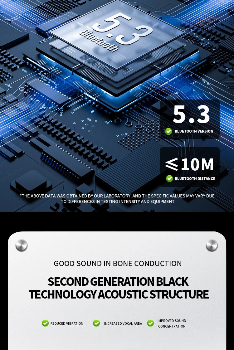 Écouteurs B8 à conduction osseuse, Bluetooth 5.3