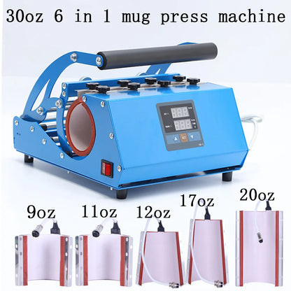 Presse à sublimation 6-en-1 pour tasses, gobelets et bouteilles