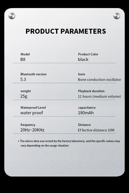 Écouteurs B8 à conduction osseuse, Bluetooth 5.3