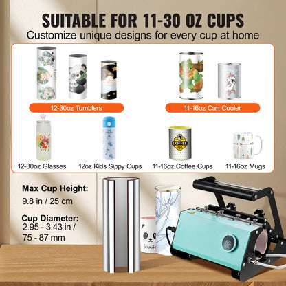 Presse à chaud VEVOR pour gobelets de 11 à 30 oz