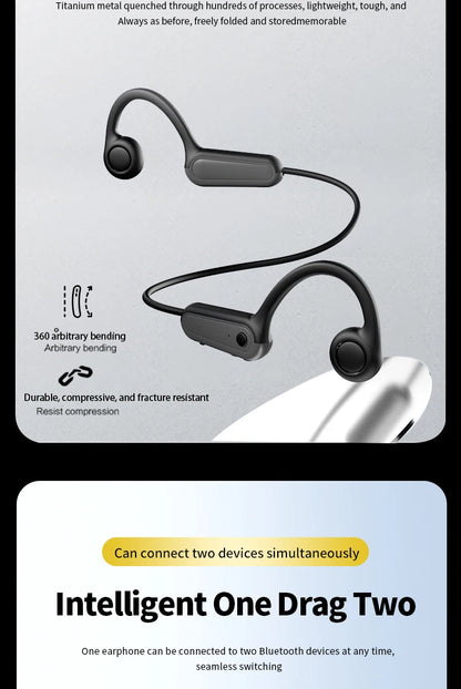 Écouteurs B8 à conduction osseuse, Bluetooth 5.3