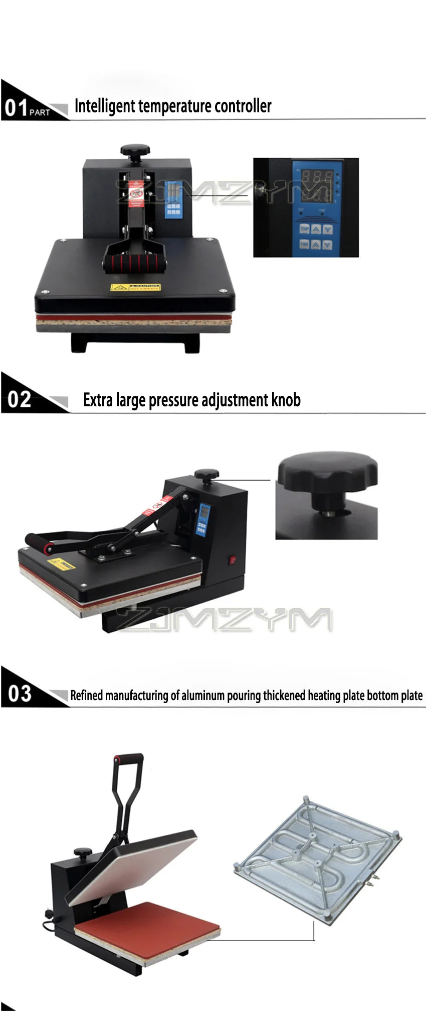 Presse à chaud 38 × 38 cm – 1 800 W, 110/220 V