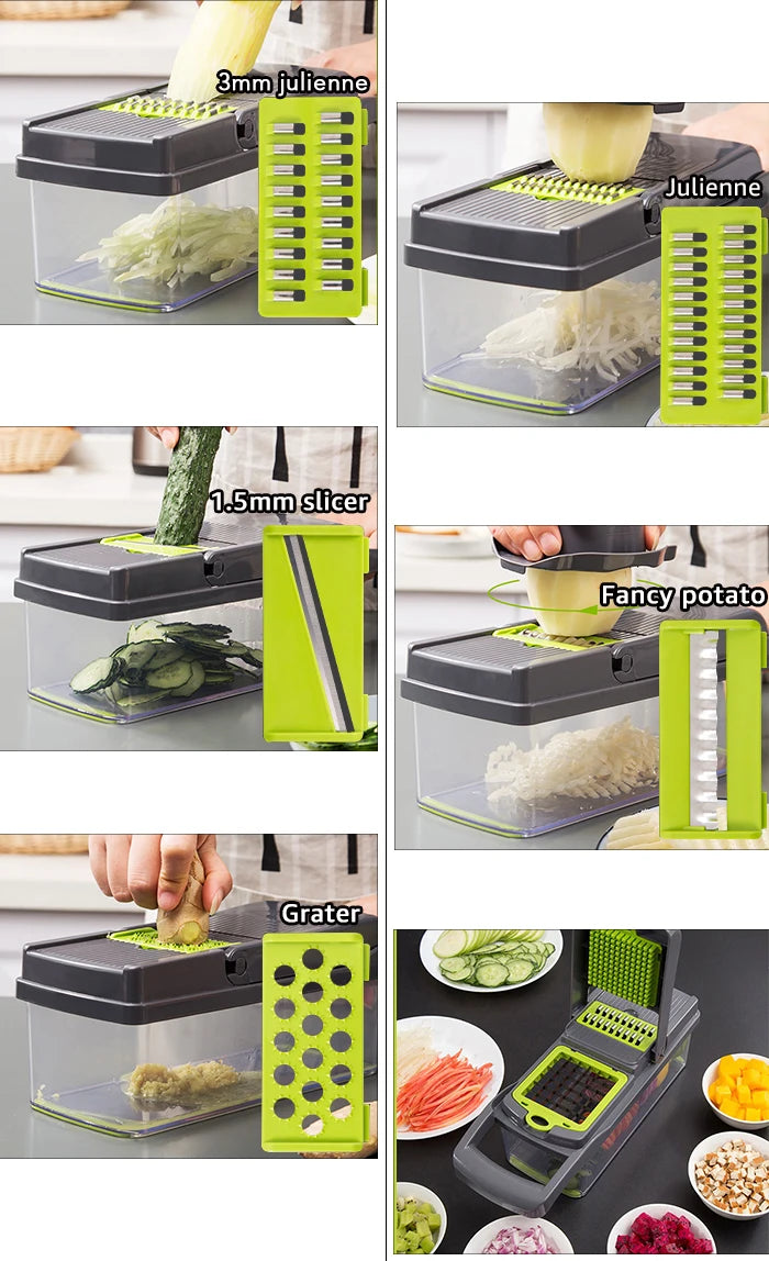 Râpe multifonction pour légumes avec accessoires de cuisine