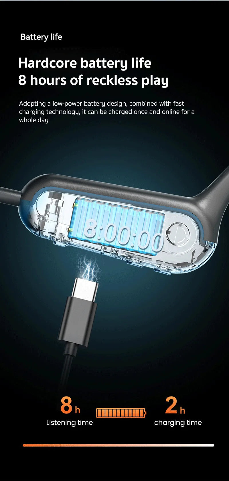 Écouteurs sportifs ERAZER XF22 à conduction osseuse, Bluetooth 5.4
