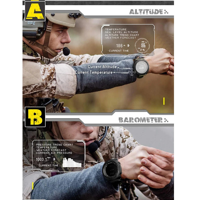 Montre numérique de sport NORTH EDGE avec altimètre et boussole