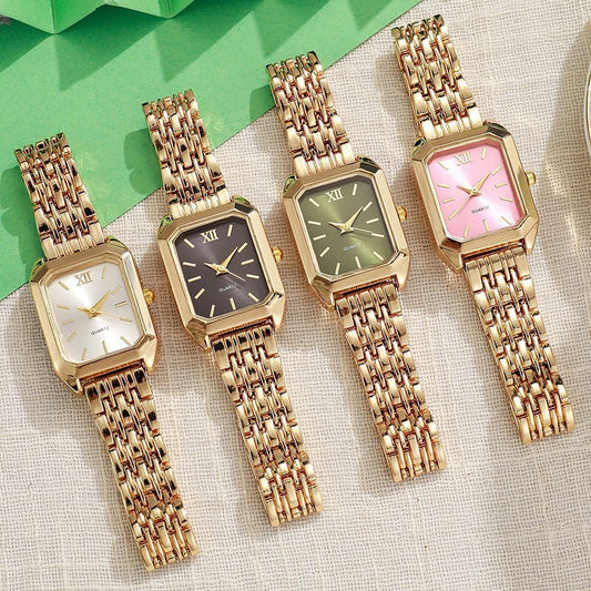 Montre Femme Élégante – Bracelet Doré et Cadran Coloré