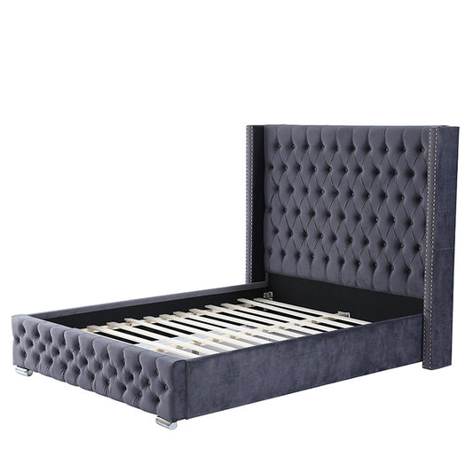 Lit capitonné 180x200 cm – Style luxe avec tête de lit haute
