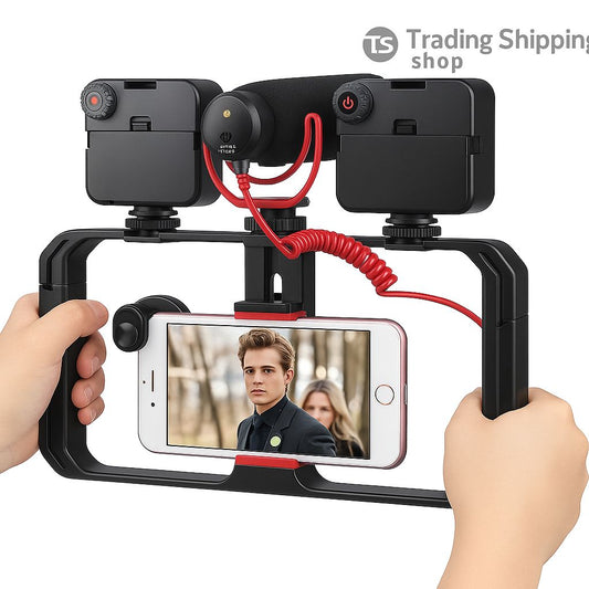 Kit de Vlogging Professionnel – Micro + Lumières LED + Support Stabilisateur