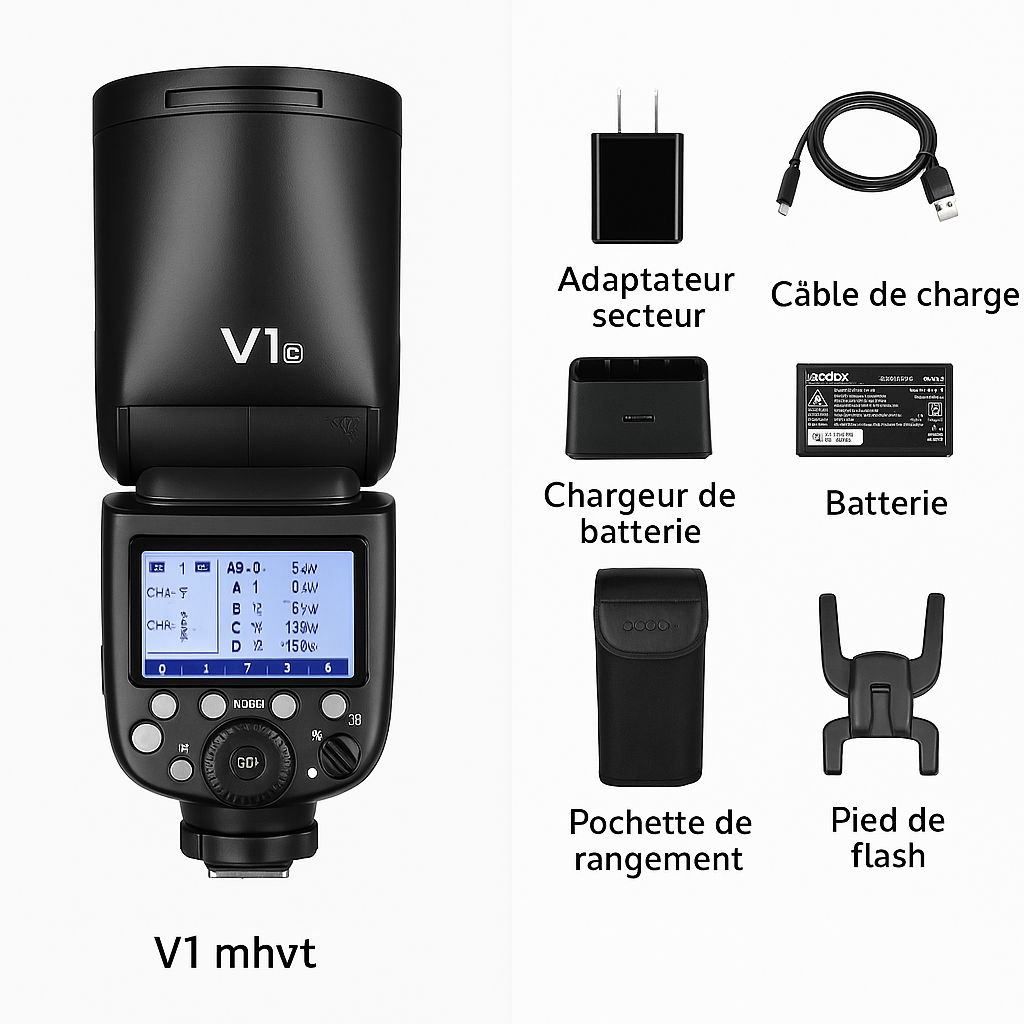 Flash Godox V1 pour appareil photo (modèle V1C)