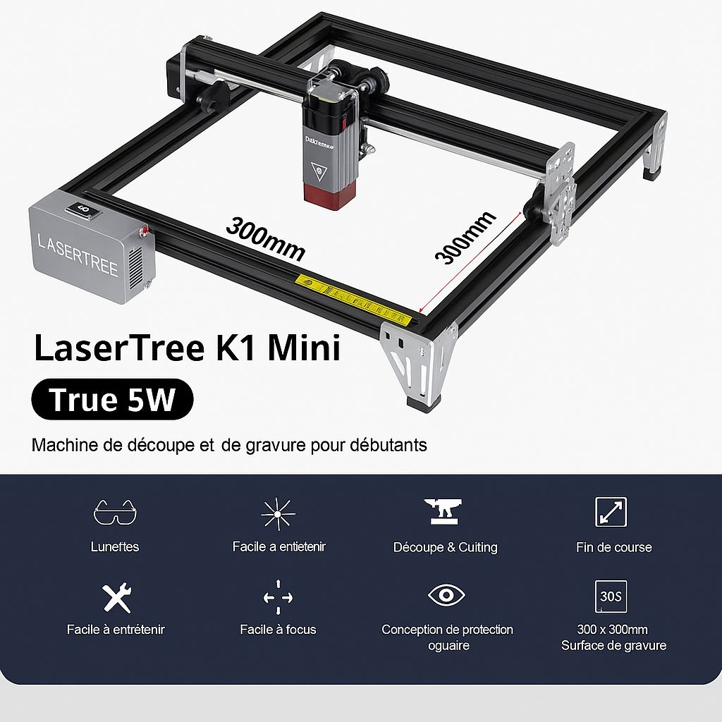 Graveur Laser LaserTree K1 Mini – 5W Réel