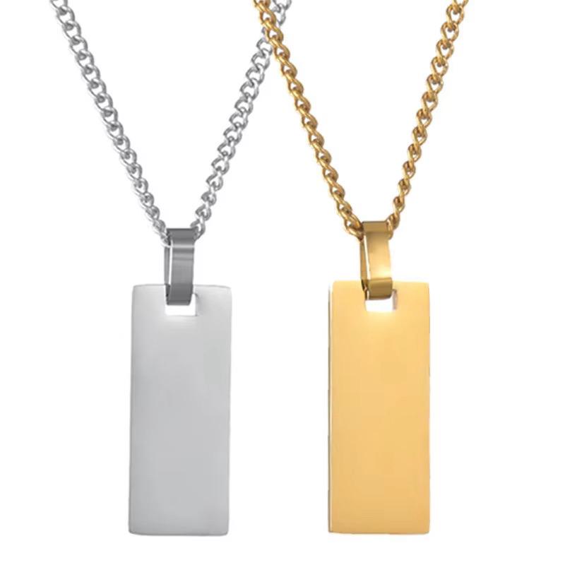 Collier Plaque Rectangulaire Personnalisable – Acier Inoxydable