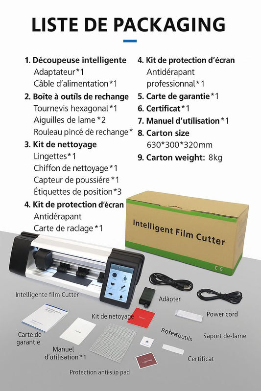 Liste de Packaging – Découpeuse Intelligente de Films