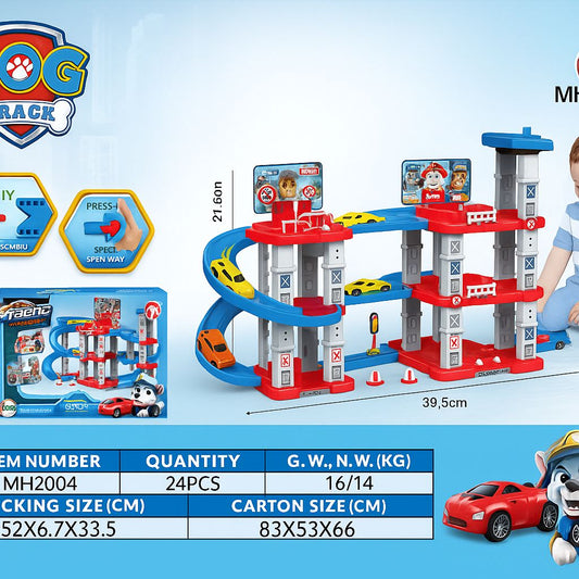 Garage Parking Multiniveaux – Série "Dog Track" avec Rampe et Voitures