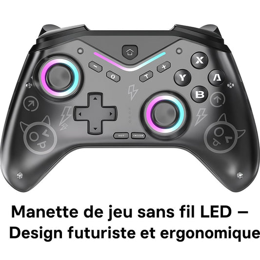 Manette de jeu sans fil LED – Design futuriste et ergonomique