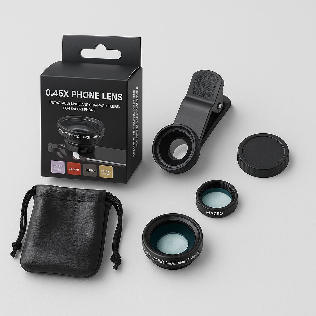 Kit Objectif Photo 0.45X HD pour Smartphone – Grand Angle & Macro