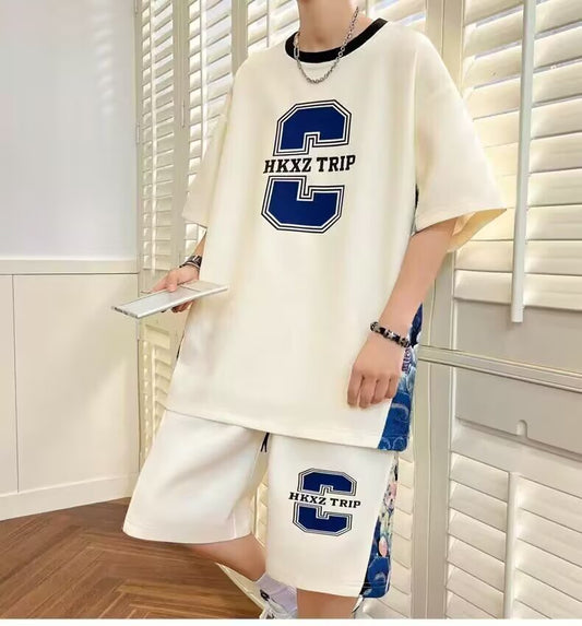 Ensemble streetwear décontracté homme – T-shirt oversize + short assorti