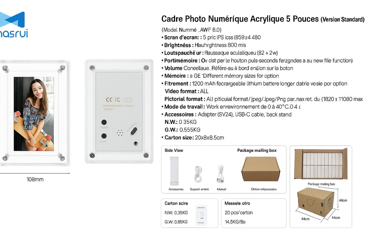 Cadre Photo Numérique 5 , 7 et 10 Pouces IPS – Écran Haute